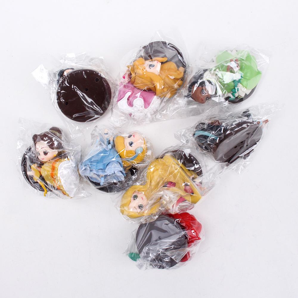 8 Peças/Conjunto Kawaii Princesa Q 9cm Rapunzel Branca de Neve Jasmine Mulan Ariel Figura de PVC Enfeites de Bolo Brinquedos Presente para Criança