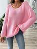 European & American Women's Loose One-Shoulder Bell Sleeve Beaded Sweater Top
