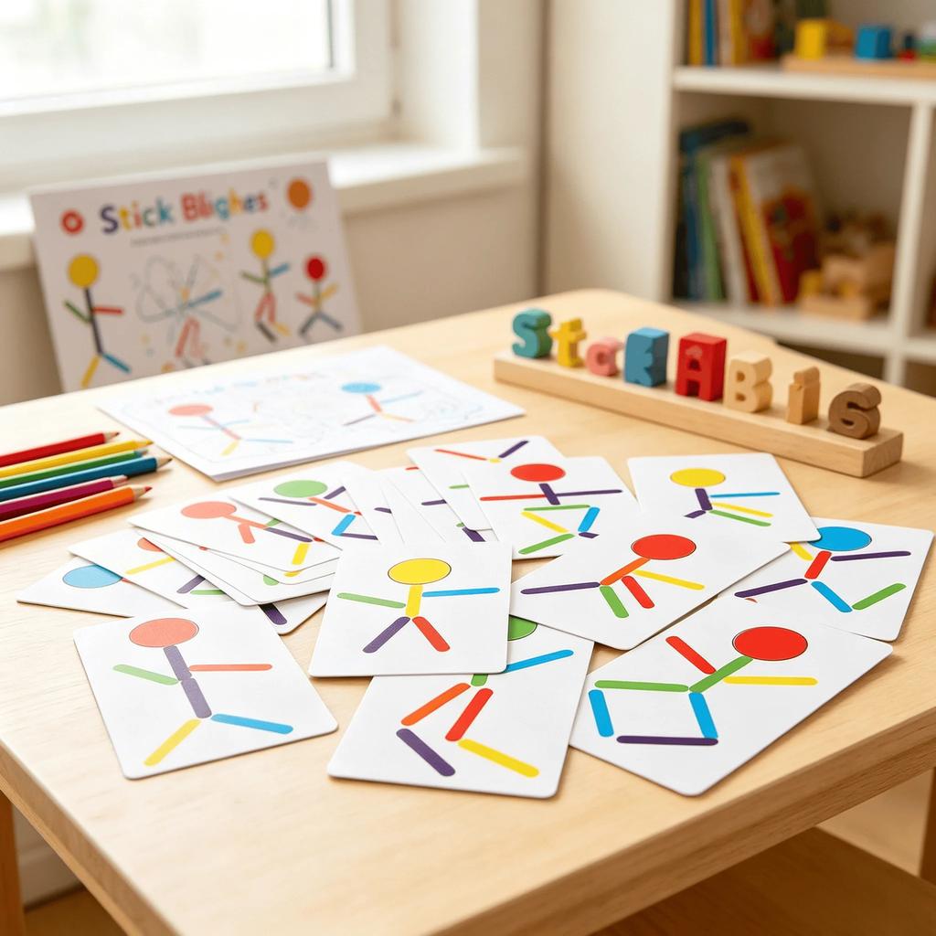 Wooden Stick Figure Puzzle Kids Educational Toy Body Part Recognition Visual Perception Training For Ages 3+