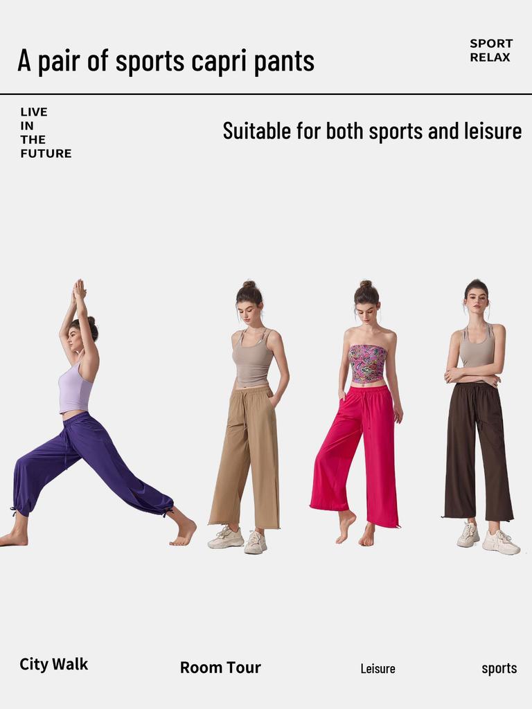 Plus Size Breathable High Waist Yoga Pants - Loose Wide Leg, Long Length, Casual & Sporty Style, Perfect for Spring!
