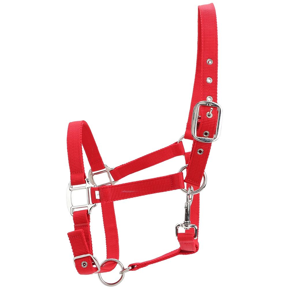 Briglia per Cavallo Regolabile Colore Rosso Ispessito 6mm Cavezza di Controllo Accessori per Equitazione