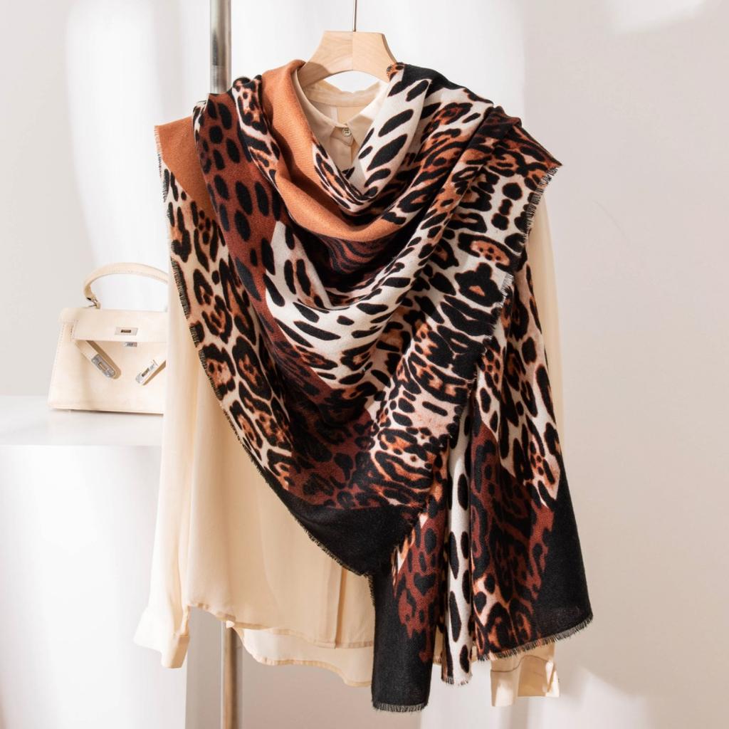 Women Luxury Winter Scarf  New Cashmere Scarves Thick Warm Blanket Shawls Wraps Fashion Leopard Foulard Bufanda Echarpe