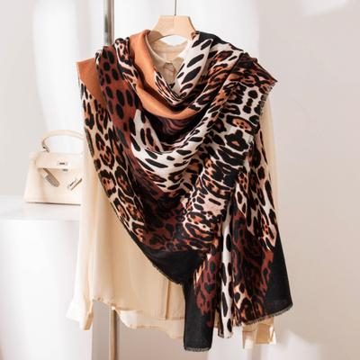 Damen Luxus Winter Schal Kaschmir Schals Dick Warme Decke Schals Wickel Mode Leopard Foulard Bufanda Echarpe