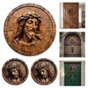 Retro Style Religious Jesus Sign Flat 2D Thorn Crown Sign Wooden Sign Mural Home Decoration