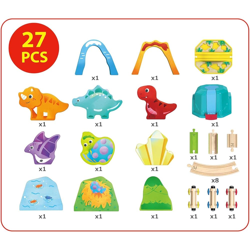 Hape Dinosaur Storage Railway Set Wooden Toy for Ages 1.5 and Up