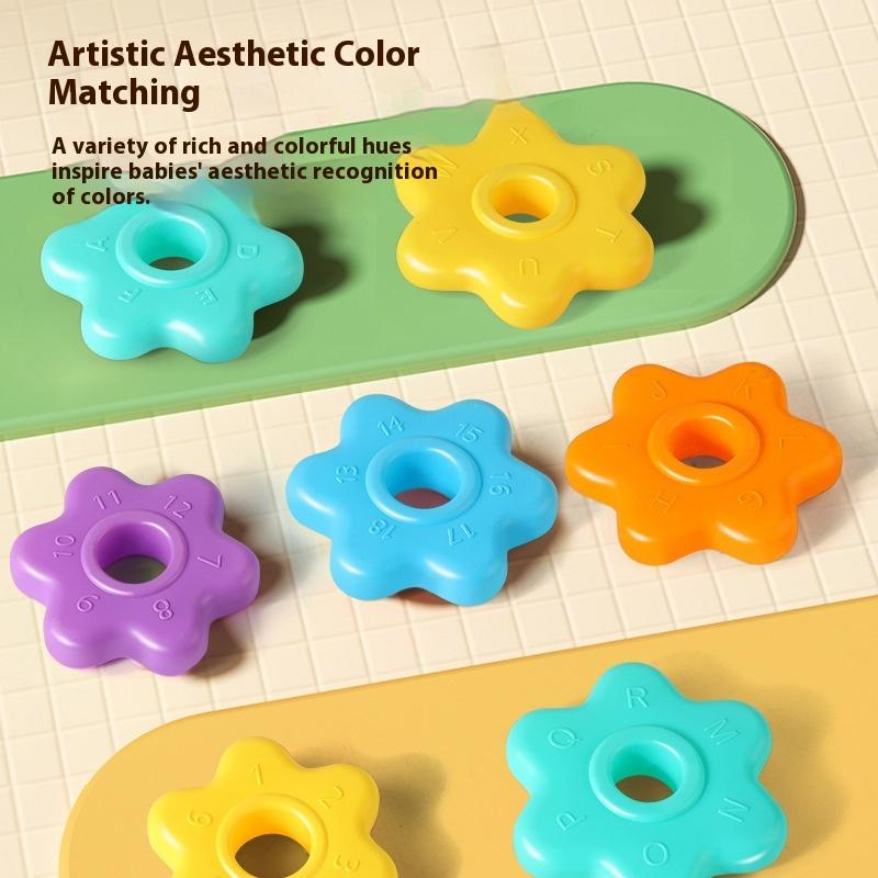 1 Set Montessori Rotating Rainbow Tower Baby Stacking Toys Children Develop Motor Skills Game Spinning Stacking Toy Gifts