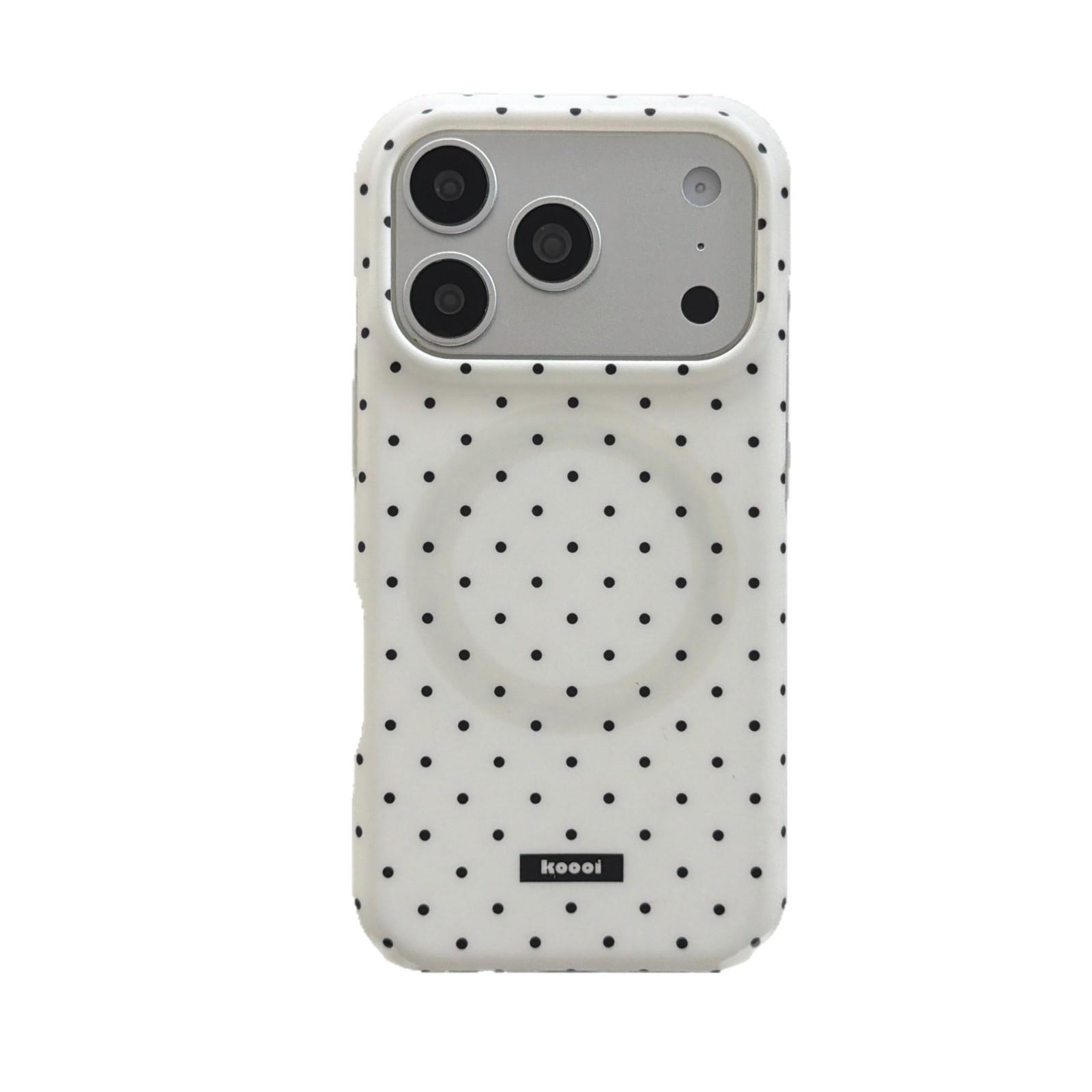 

White Polka Dot Little Bear Magnetic Phone Case for iPhone 14/15/16/17 Pro Max 16 Pro