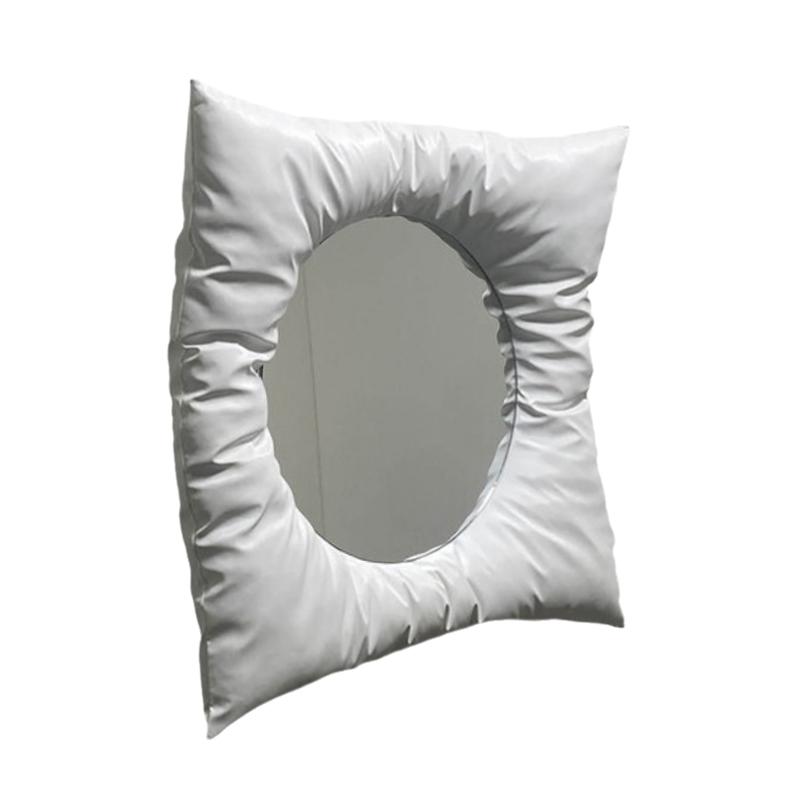 

Настенное квадратное зеркало для макияжа - Зеркало в металлическом стиле, дизайн подушка , Креативный настенный декор в стиле инс для дома, спальни, ванной комнаты, туалетного столика 32X32X5CM белый