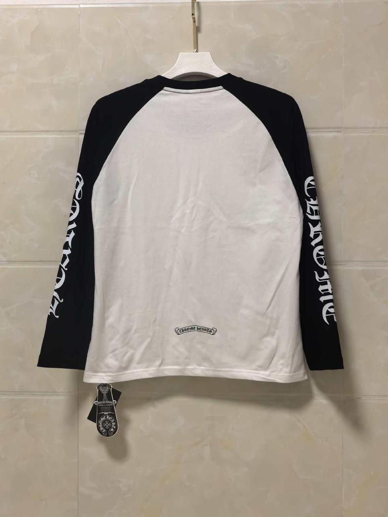 25SS Kříž Chromové Kopyto Sanskrtský Potisk Černobílé Raglánové Tričko s Dlouhým Rukávem