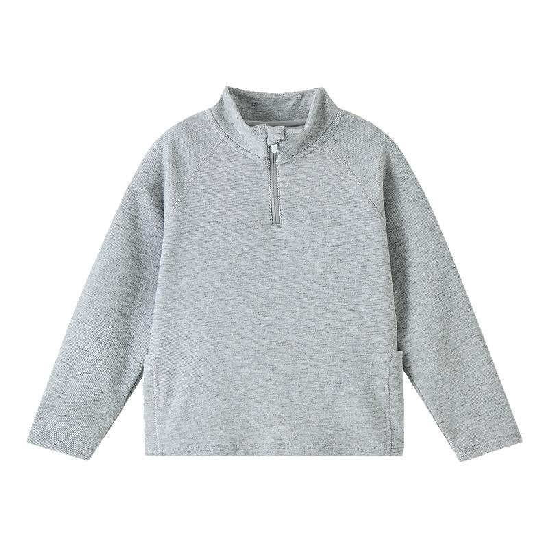 ASK JUNIOR Boys' Half-Placket Brushed Long Sleeve T-Shirt