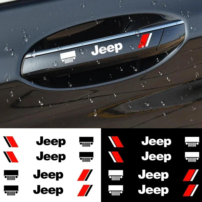 4pcs/set Car Door Handle Sticker Vinyl Decal For Jeep Grand Cherokee Wrangler JK Gladiator Compass Renegade Patriot Liberty