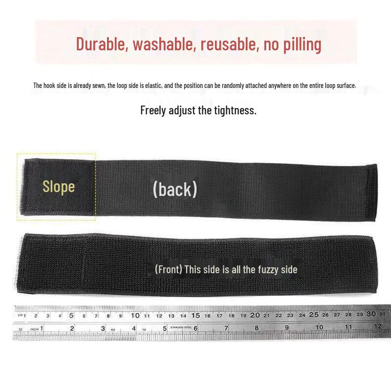 Ziyi 2-Pack Black Elastic Hook and Loop Straps