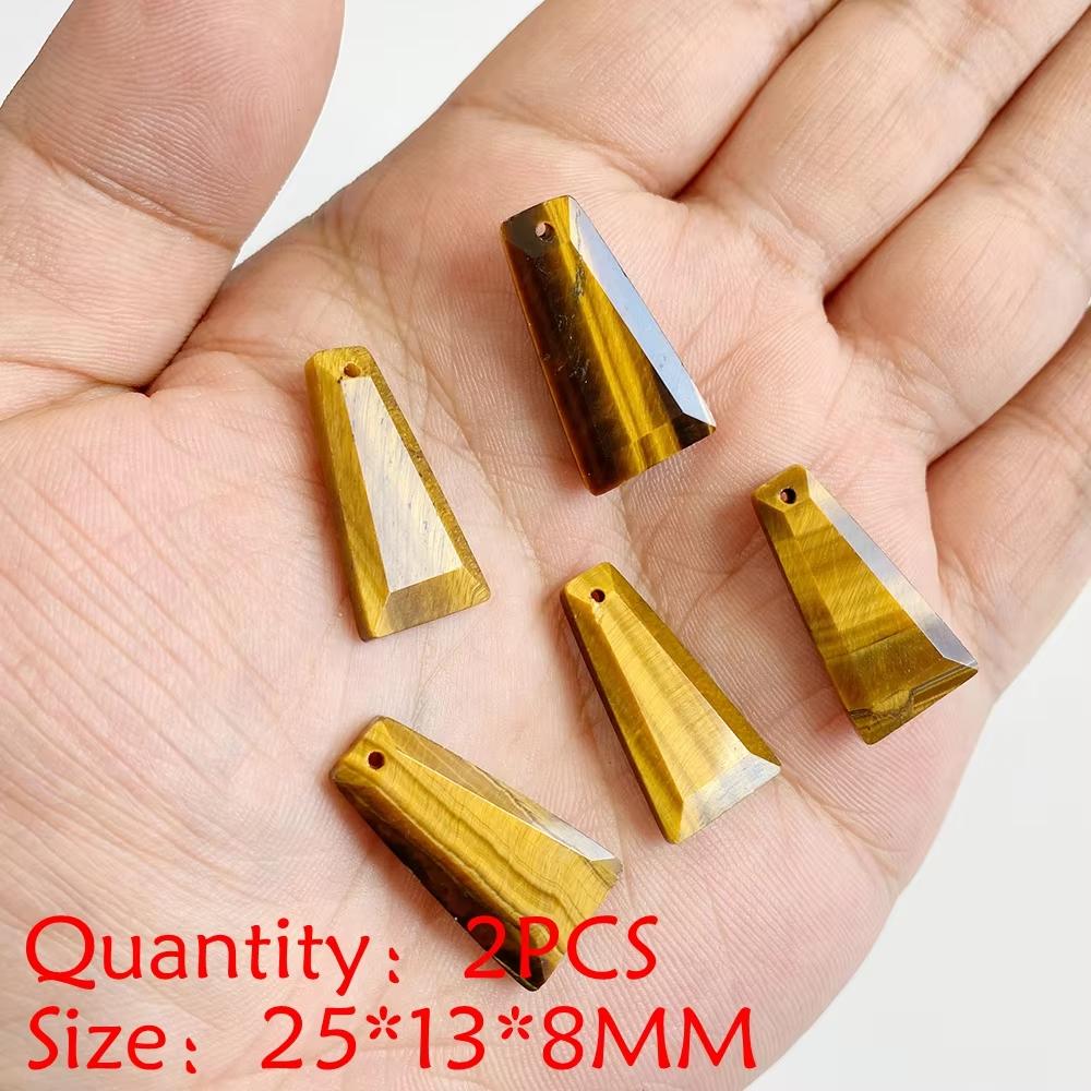2PCS Natural Yellow Tiger Eye Stone Pendant Heart Star Drop Shape Symbolizing bravery and wealth protection Amulet Healing Charm