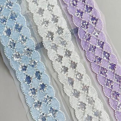 Paillettes Colorate a Cucitura Rete Pizzo Abbigliamento Vestito Lolita Gonna Polsini Accessori Decorativi in Pizzo