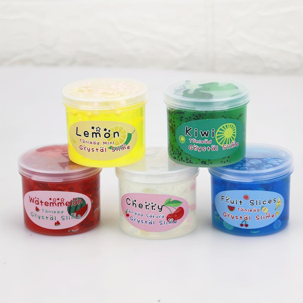 70ml Kristallschlamm Schleim Fruchtschlamm Kokosnussschlamm Weiche Keramikchips Fruchtscheiben Farbiger Schlamm Dekompressionsspielzeug Spielsets Wassermelone Zitrone Kirsche