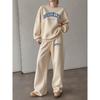 Bedrucktes Damen-2-Teile-Set: Rundhals-Sweatshirt & Hose mit Kordelzug und geradem Bein, Herbst/Winter Loungewear