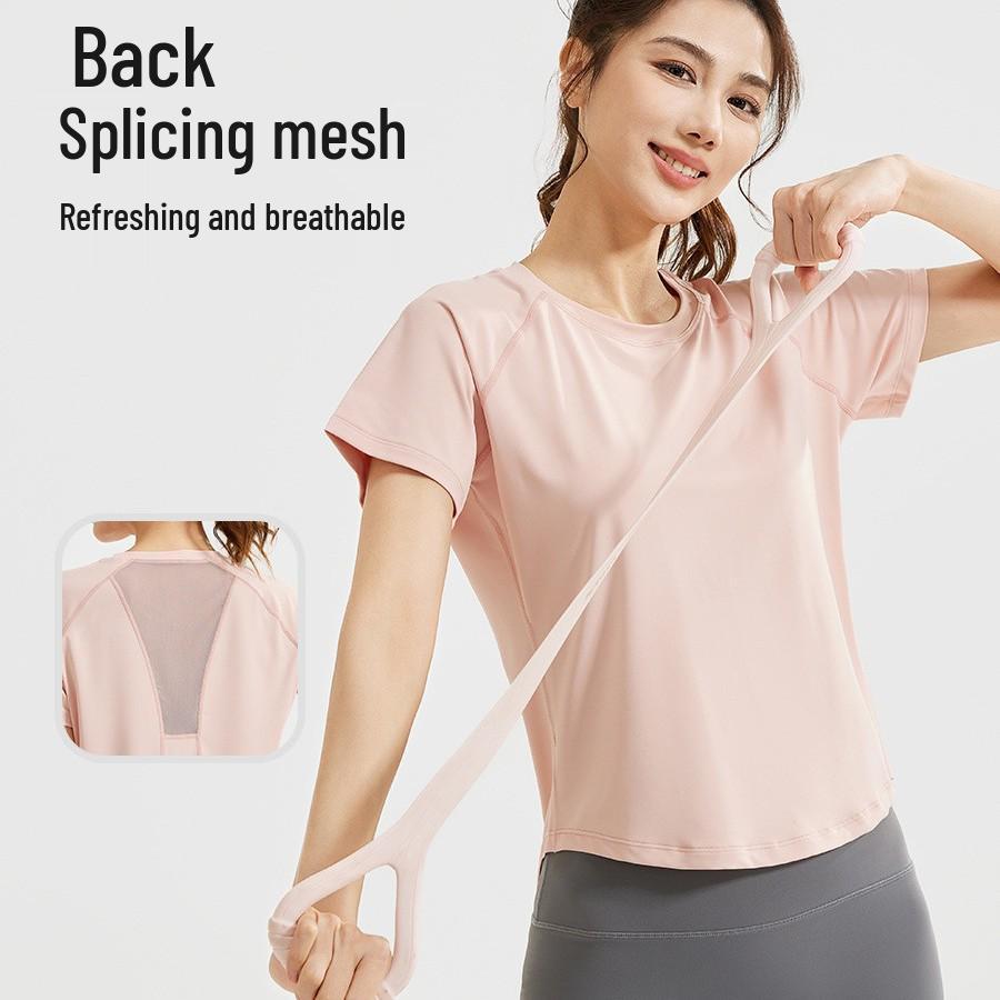 2026 Women's Breathable Mesh Yoga Top - Loose Fit Short Sleeve for Summer Running and Fitness