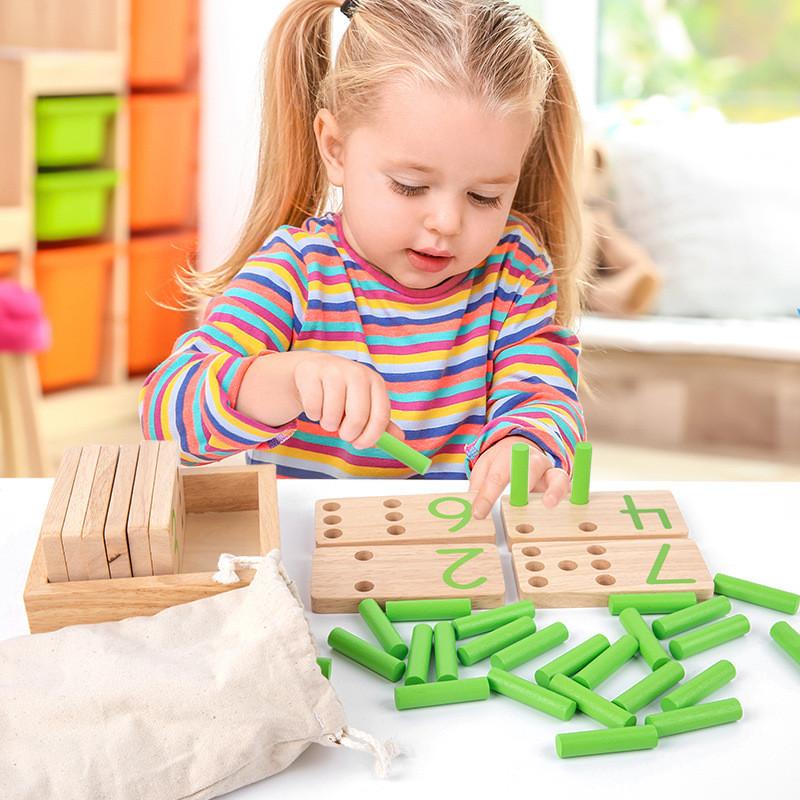 Wooden Learning Math Toy For Kids With Number Pairing And Practice Counting
