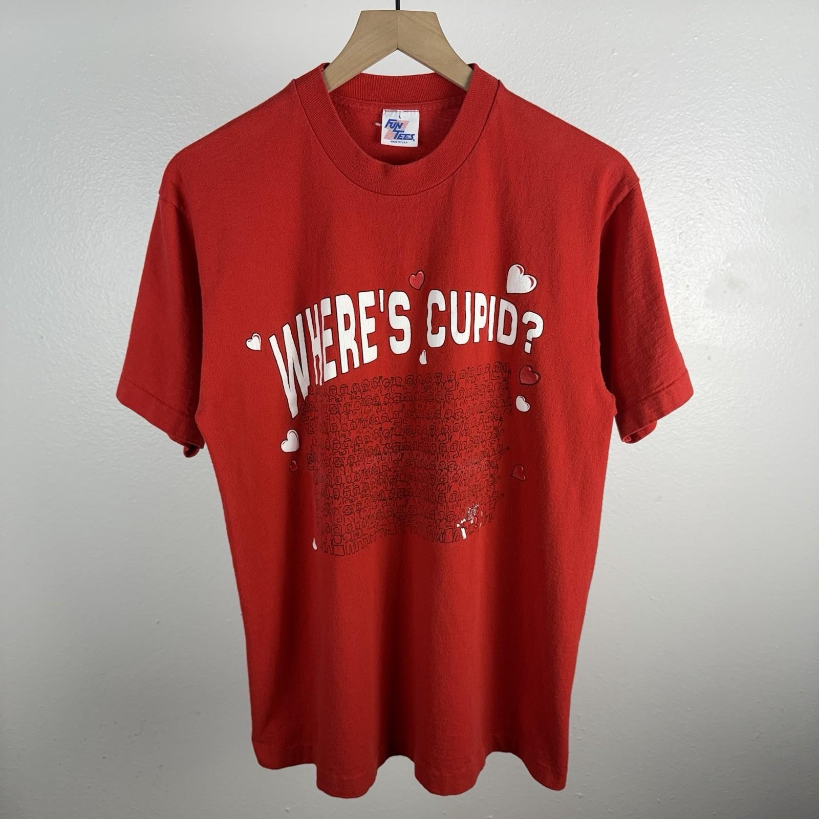 Vintage 90’s Where’s Cupid Romantic Valentines T shirt Made in USA Size Large Unisex T-Shirt L