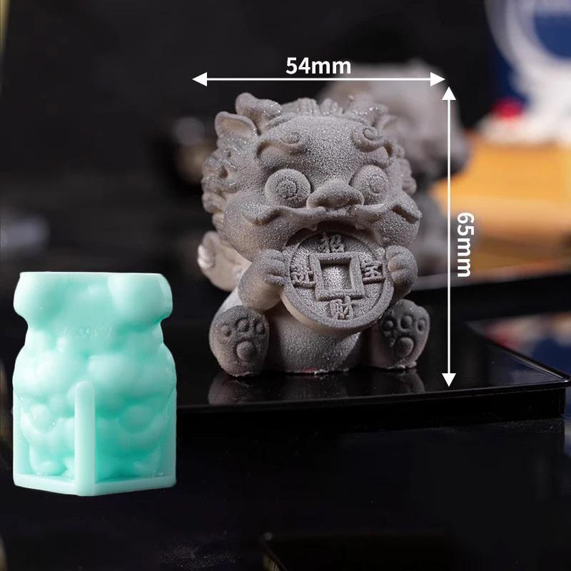 3D Glückslöwe Silikonform Mousse Kuchen 3D Backformen Dessert Restaurant Eiswürfelform Chinesischer Wind Zement Kerzenformen