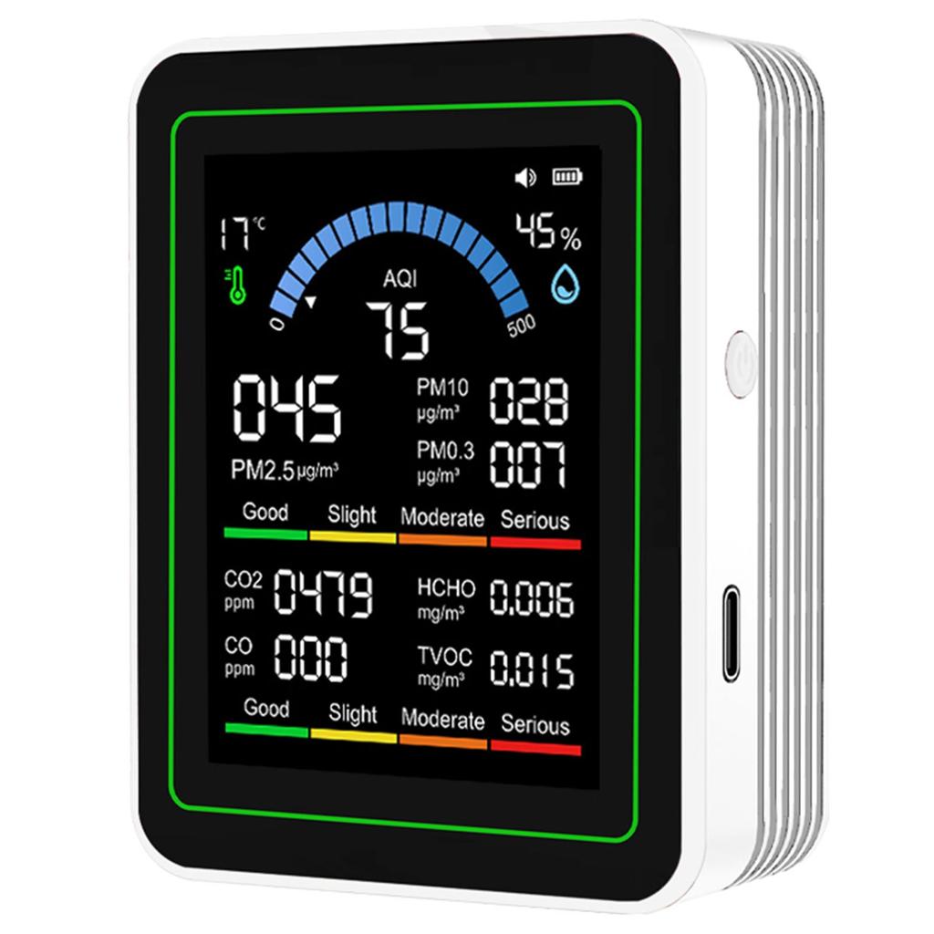 10 in 1 Air Quality Detector CO2 TVOC HCHO PM2.5 PM10 PM0.3 Detection Portable Air Quality Meter for Home