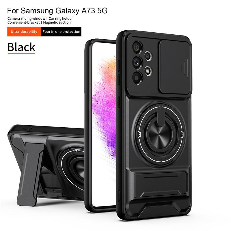 Applicable To Samsung S25 Shunjia Window Push Goggles Mobile Phone Case S26 Ultra Ring Bracket Anti-drop Protective Case Samsung s25 чёрный