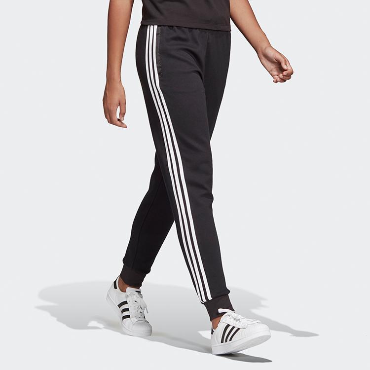 Adidas Originals Cuff Pant Retro Color Block Athletic Training Spliced Knit Pants Women Pants Black DY0876