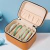 Jewelry Organizer Pouch with Multiple Pockets for Sorting Bracelets Velvets Lined Portable Stylish PU Container