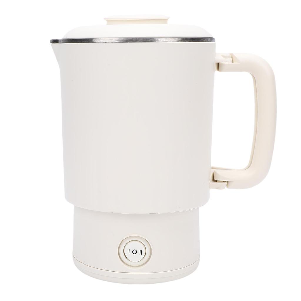Portable Electric Kettle White 600ml Stainless Steel Interior Insulated Hot Water Kettle for Tea Coffee