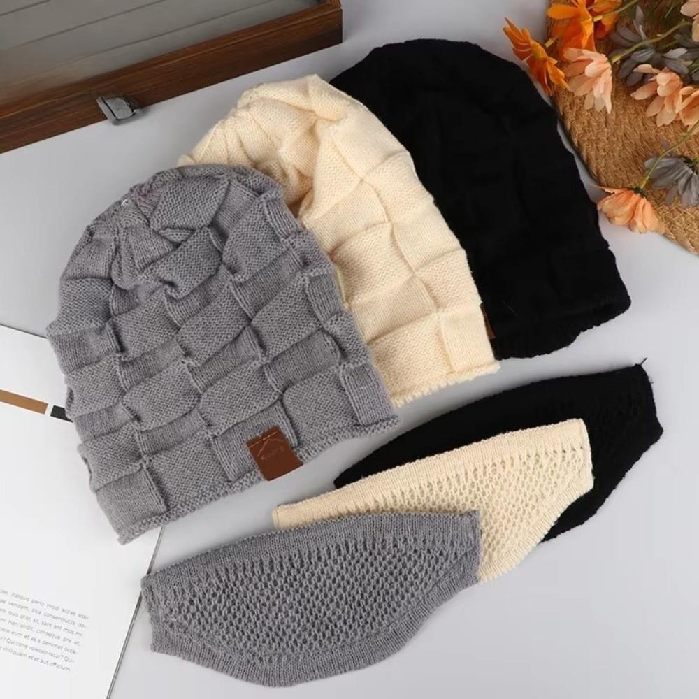 Soft Winter Beanie Cap Thick Warm Face Mask Set Casual Slouchy Hat for Winter Cycling Skiing