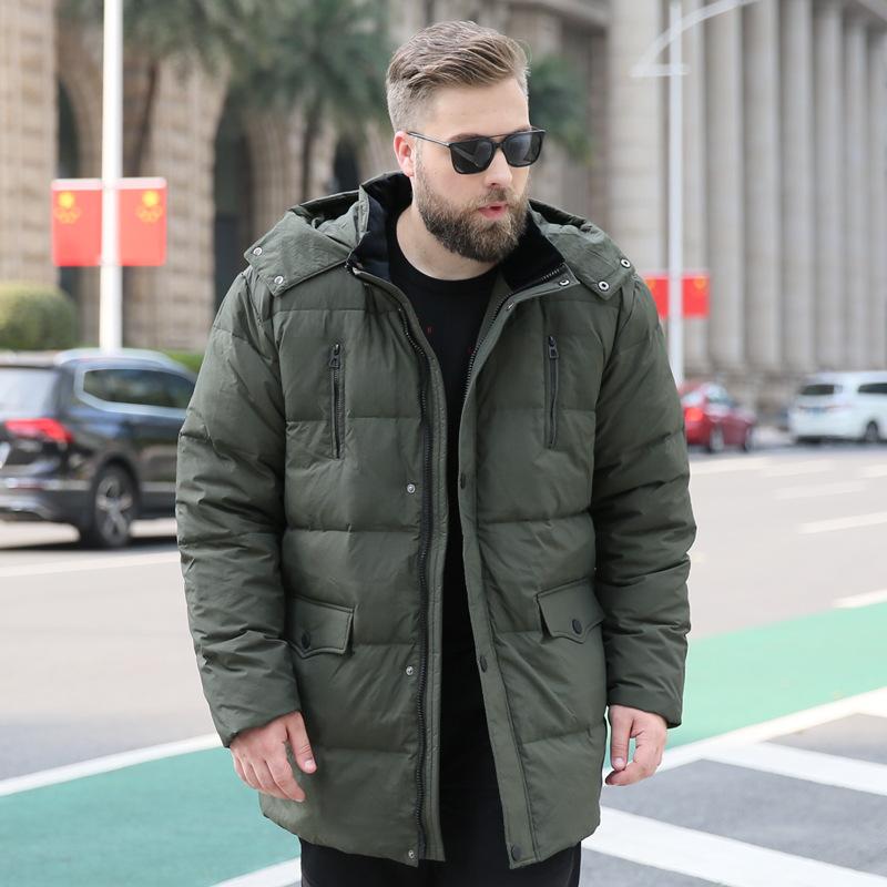 Giacca imbottita da uomo di media lunghezza per mezza età e anziani, nuova, oversize, per sovrappeso e taglie forti, con collo alto