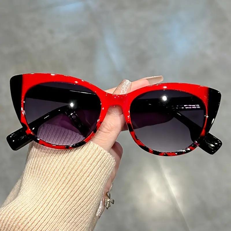 

Retro Cat Eye Sunglasses Women Color Block Fashion Anti Glare Sun Shades For Vacation Beach Party