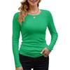 Women S Ribbed Solid Color Basic Long Sleeve T Shirt