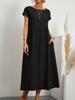 European & American Solid Color Sleeveless Loose Cotton Linen Pocket Dress 2024 In Stock