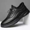 Men's Summer Breathable Soft Leather Sport Casual Work Oes Thi Bot All Bla Comfortable Slip-On Round Toe Oes