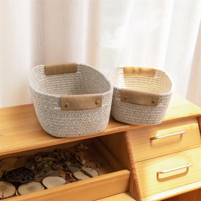 Aufbewahrungskorb aus Baumwollseil mit Griffen Desktop-Organizer Gewebter Korb für Kleidung Handtücher Spielzeug Kosmetik Bücher Kinderzimmer Schlafzimmer Verwendung