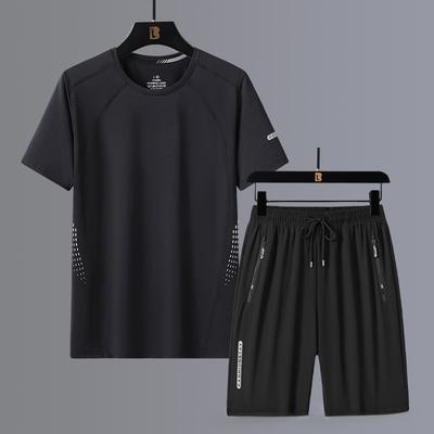 Summer Black White Tracksuits for Men's Set Sleeves T-Shirt + Shorts Sportswear Brand Sporting Suit