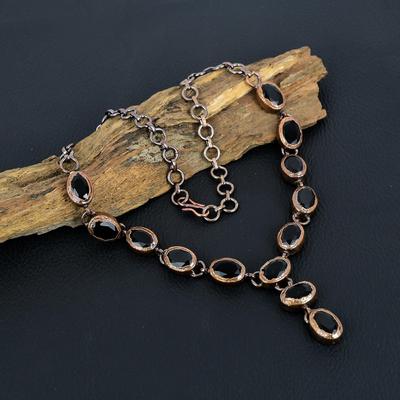 Schwarzer Spinell Edelstein Schmuck Handgemachte Kupfer Elektroformed Schmuck Halskette für Sie