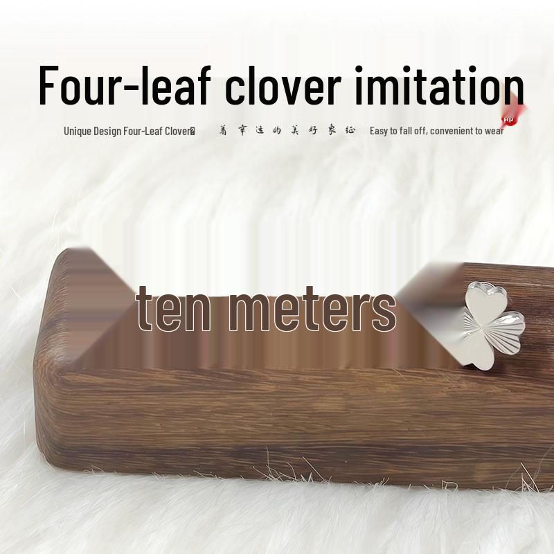 Korean Style Laser-Etched Four-Leaf Clover Heart Ear Studs - Fashionable Titanium Steel Earrings for Women