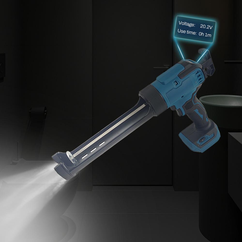 6 Speed Adjustable Electric Caulking Gun For Makita 18V Battery Cordless Caulking Gun Glass Silicone Gun With 450LM LED Lighting
