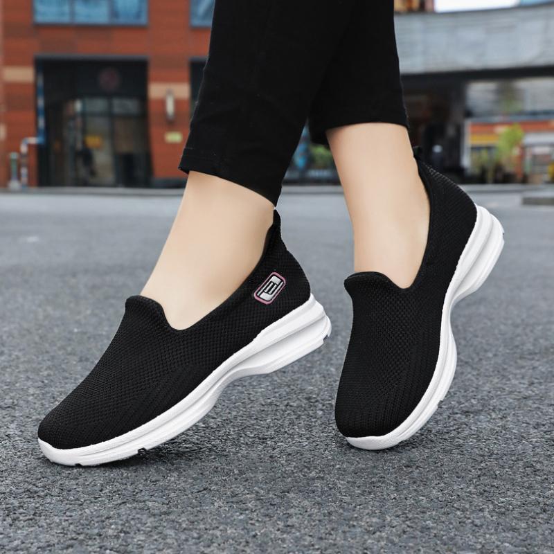 Summer Cloth Shoes, Single Shoes, Shallow Mouth Casual Shoes, Middle-aged and Elderly Solid Color Mother's Shoes