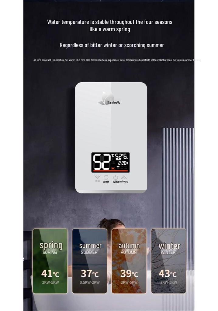 Vertical Electric Tankless Water Heater for Home, Shower, Small Bathroom, or Rural Rental Properties.