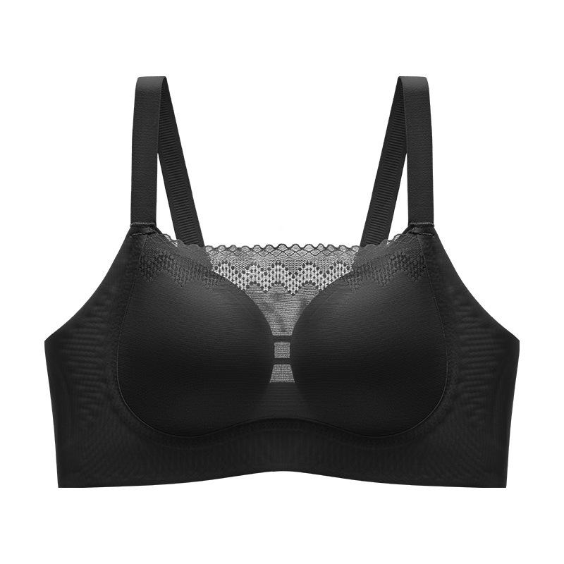 

Jelly soft support underwear lace anti-light tube top seamless upper support gathering adjustment chest 2XL40/90 чорний