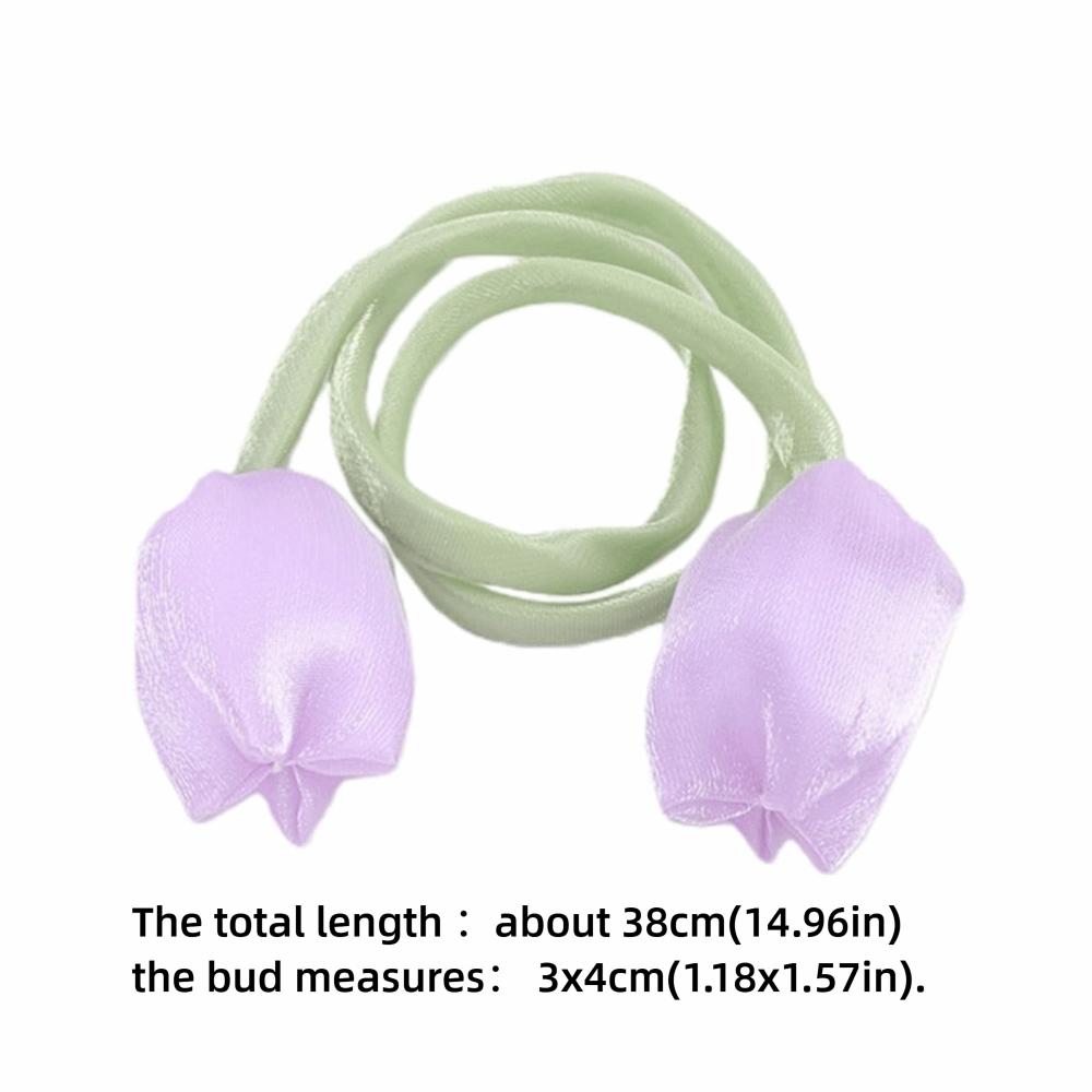 10Pcs Purple Curtain Tiebacks Polyester Hair Ties Elegant Tulip Flower Tassel For Women