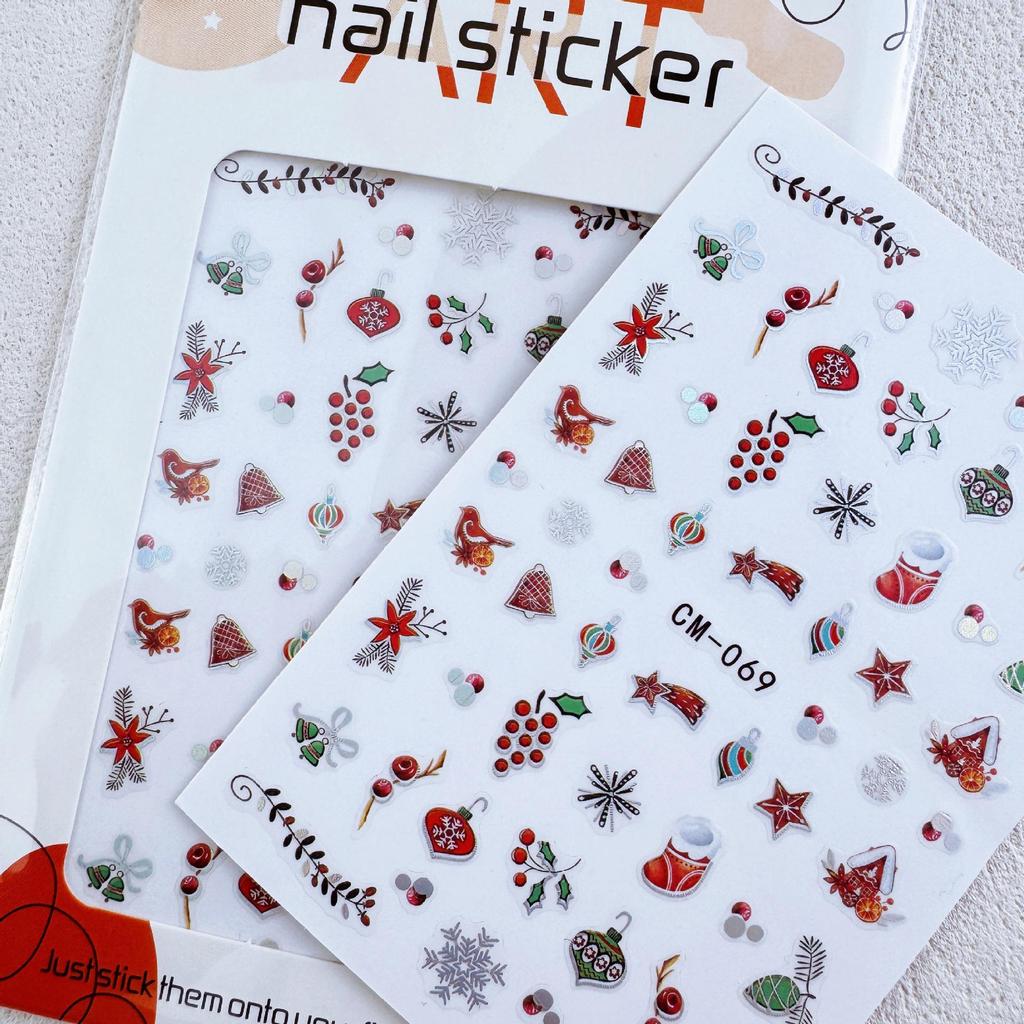 Snowflake Santa Claus Silver Nail Stickers - Christmas Decoration, Hot Seller in Cross-border E-commerce