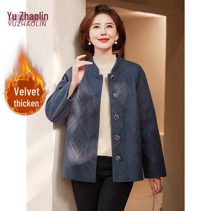 YUZHAOLIN Women s Mid-Aged & Elderly Wool Blend Cardigan Coat 3XL