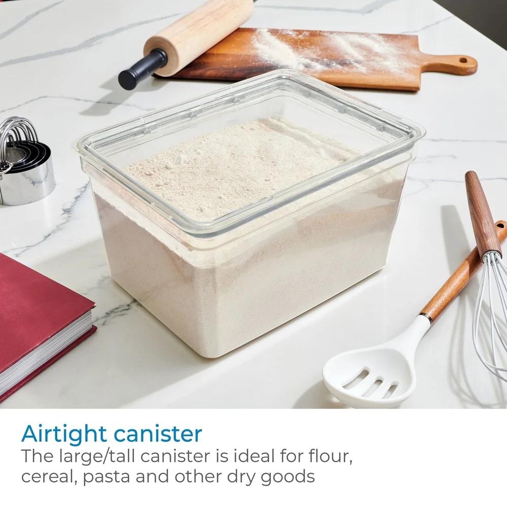 Large Tall Dry Goods Storage Bin Clear Durable Plastic Organizer Pantry Refrigerator Freezer Stackable Container Efficient Home