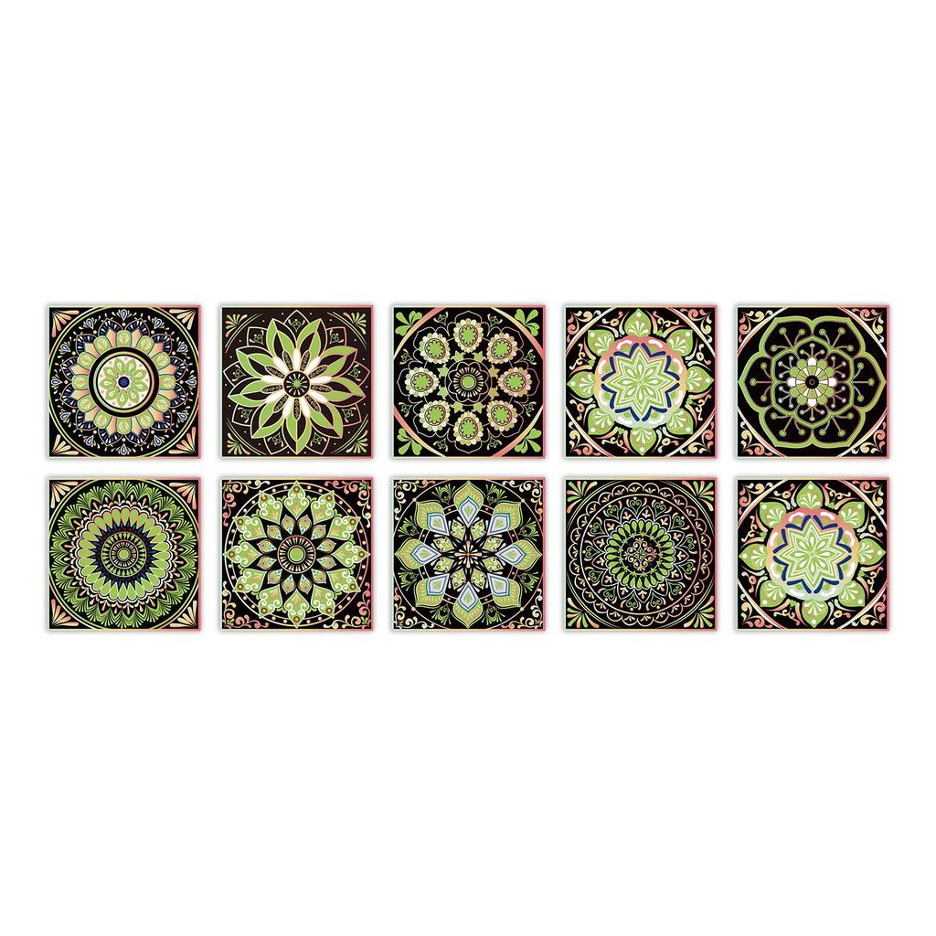 10-Pack European Style Floral Tile Wall Stickers for Living Room and Bathroom - Self-Adhesive PVC Crystal Film