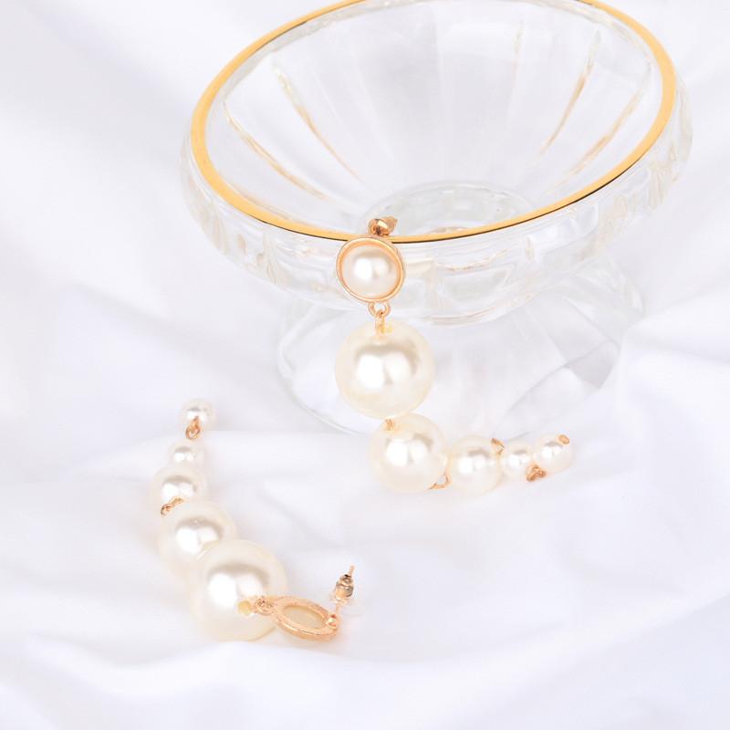 Stylish Gradient Pearl Earrings For Women Chic Long Statement Jewelry