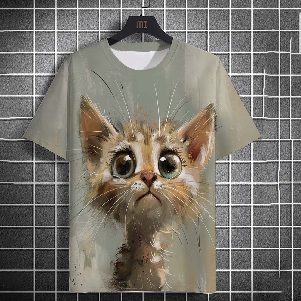 Funny Animal Cat Pattern 3D Print Men's T-Shirts Summer Women Streetwear Fashion Oversized Unisex T Shirt Men Clothing